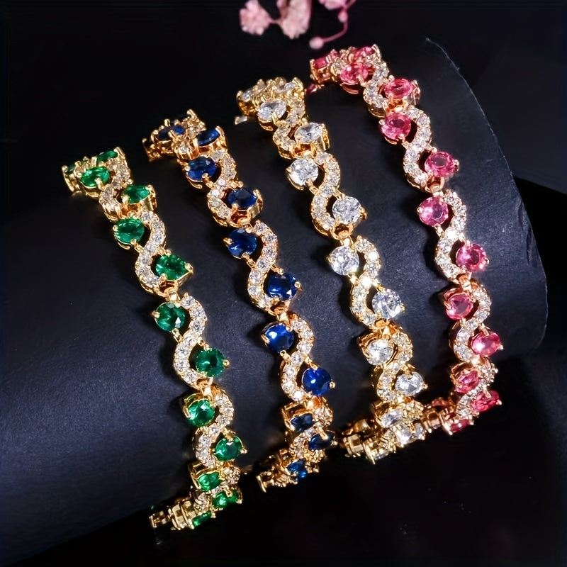 Colorful Zircon Chain Bracelet - Men's Gift for Women