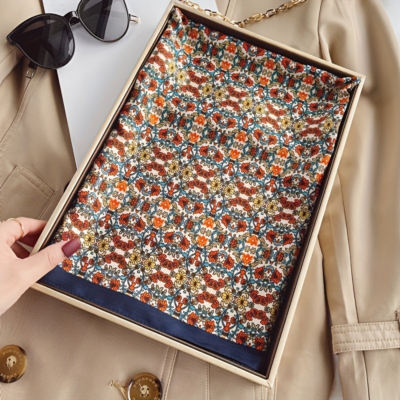 Floral Print Bandana Shawl Casual Satin Square Scarf Silk Head Wrap