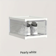 1pc Foldable Shoe Box Stackable Storage Bin Household Space Saving Organizer