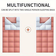 Double Sleeping Bag for Camping, Hiking - Warm, Wide, Thickened