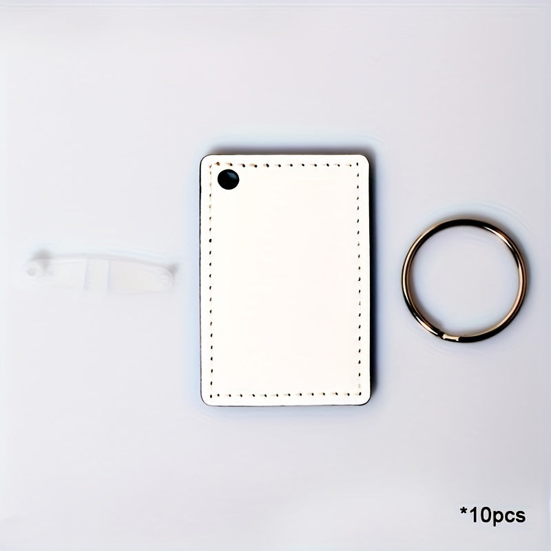 10pcs PU Double sided Heat Transfer Keychain Rectangular
