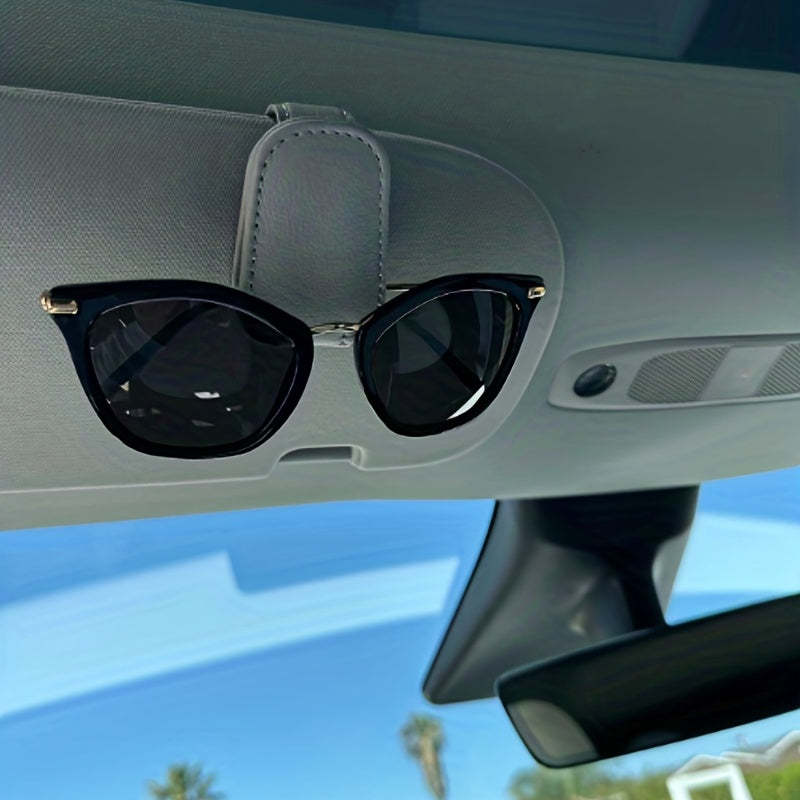 Magnetic Leather Car Visor Sunglasses Holder - Car Interior Accessory