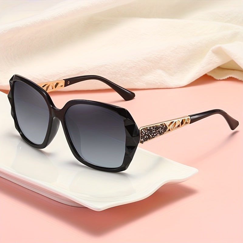 Rhinestone Oversized Sunglasses Women Polarized UV Protection