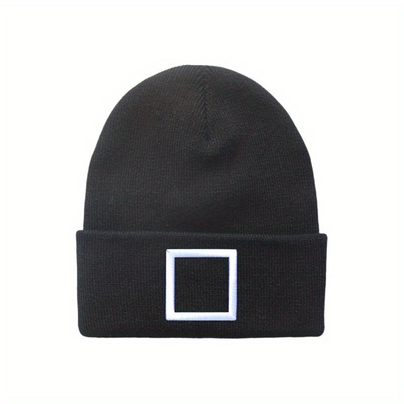 Square Embroidery Knitted Hat For Men