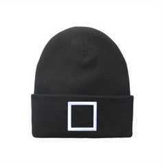 Square Embroidery Knitted Hat For Men