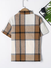 Boys Plaid Short Sleeves Shirt Preppy Style Summer Kids Clothes