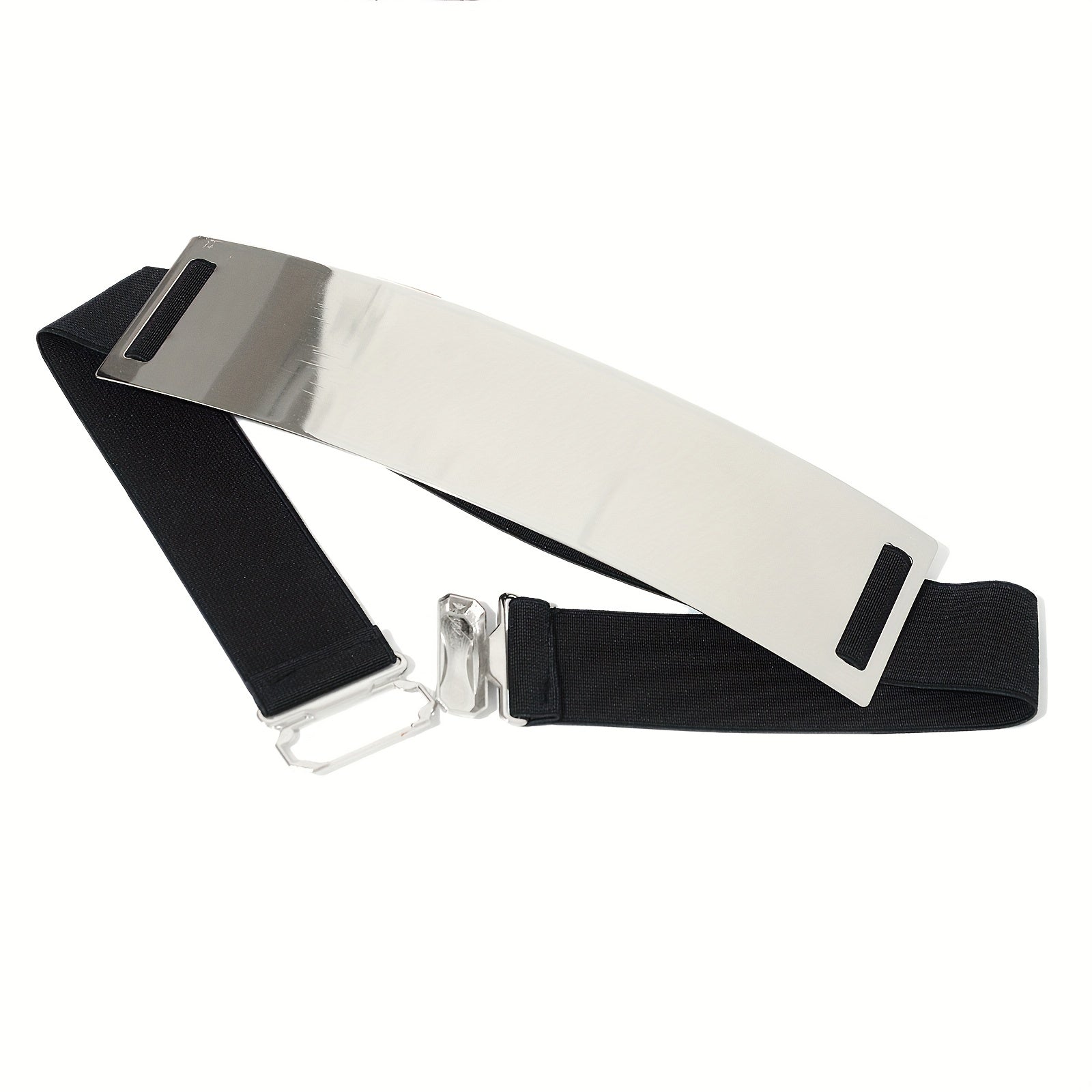 Metallic Glossy Wide Belt Waistband Punk Solid Elastic Waistband Belt
