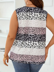  Colorblock Leopard Print Tank Top