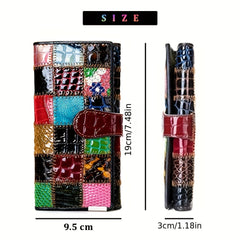 Colorblock Leather Credit Card Holder Coin Purse Clutch Wallet