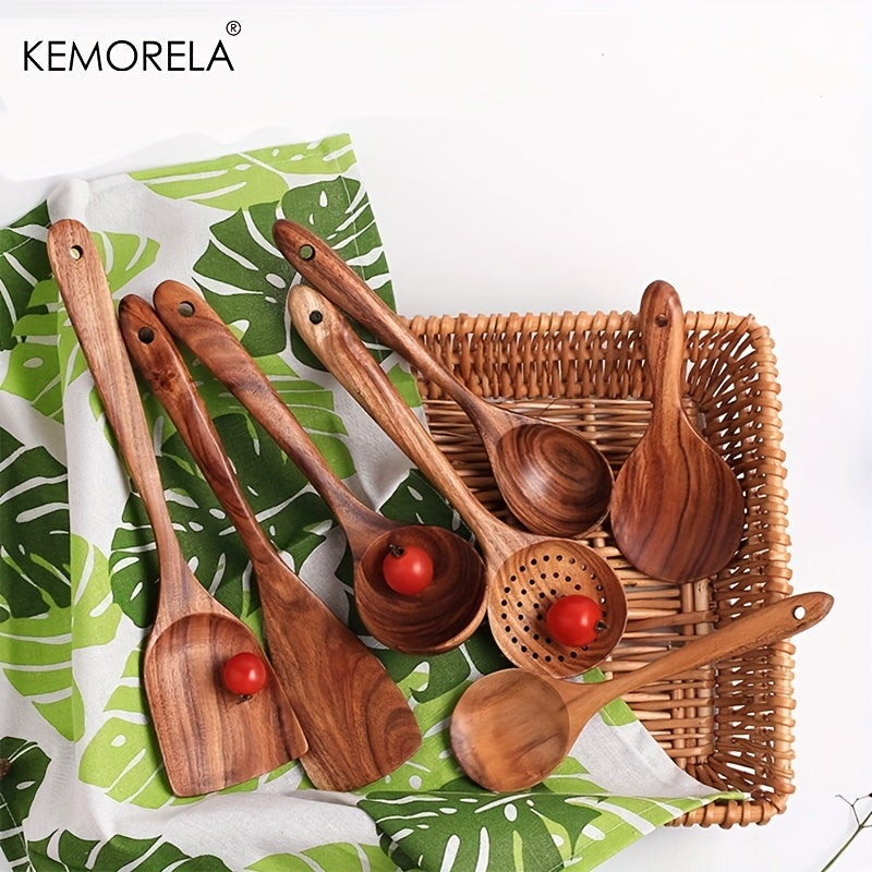 5pcs Wooden Cooking Spoon Set for Effortless Meal Prep