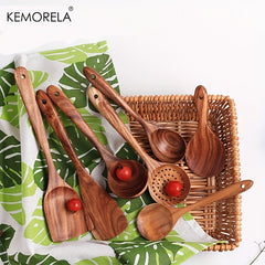 5pcs Wooden Cooking Spoon Set for Effortless Meal Prep