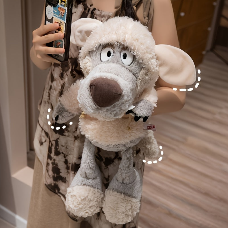 Soft Gray Wolf Plush Toy with Expressive Eyes