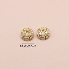 4pcs Zinc Alloy Buttons Faux Diamonds Faux Pearl Number 5 Sewing Buttons