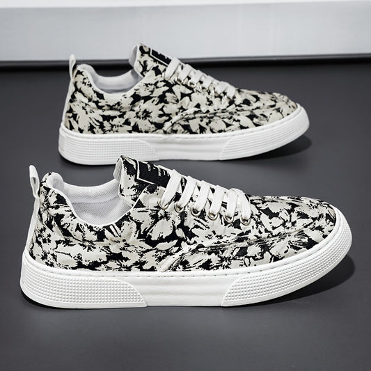 Men's Ink Wash Painting Canvas Sneakers Casual Walking Shoes