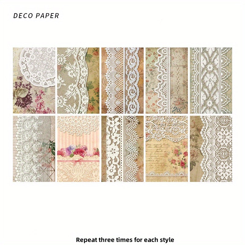 30pcs Lace Story Series Journal Diary Decoration Material Pack Non Self Adhesive