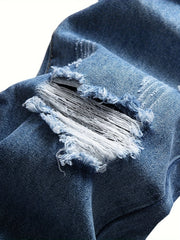 Retro Style Ripped Jeans Men's Casual Distressed Denim Pants