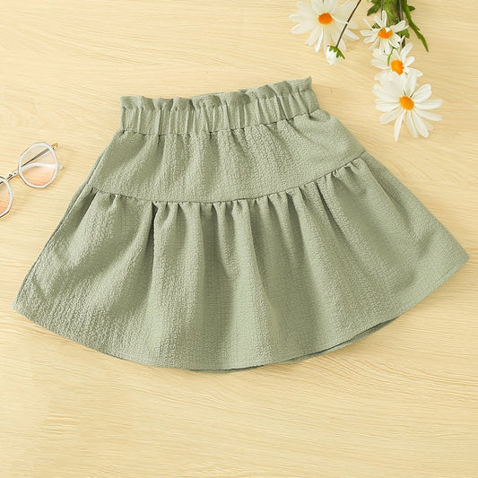 Girls Green Ruffled Elastic Waist Princess Skirt