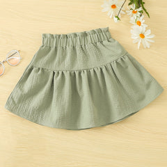 Girls Green Ruffled Elastic Waist Princess Skirt