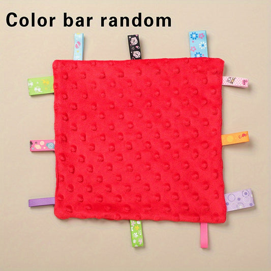 Baby Tag Security Blanket Soothing Plush Blanket w/ Colorful Tags
