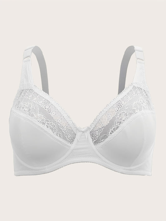  Lace Push Up Solid Bra Full Coverage Medium Stretch Bralette