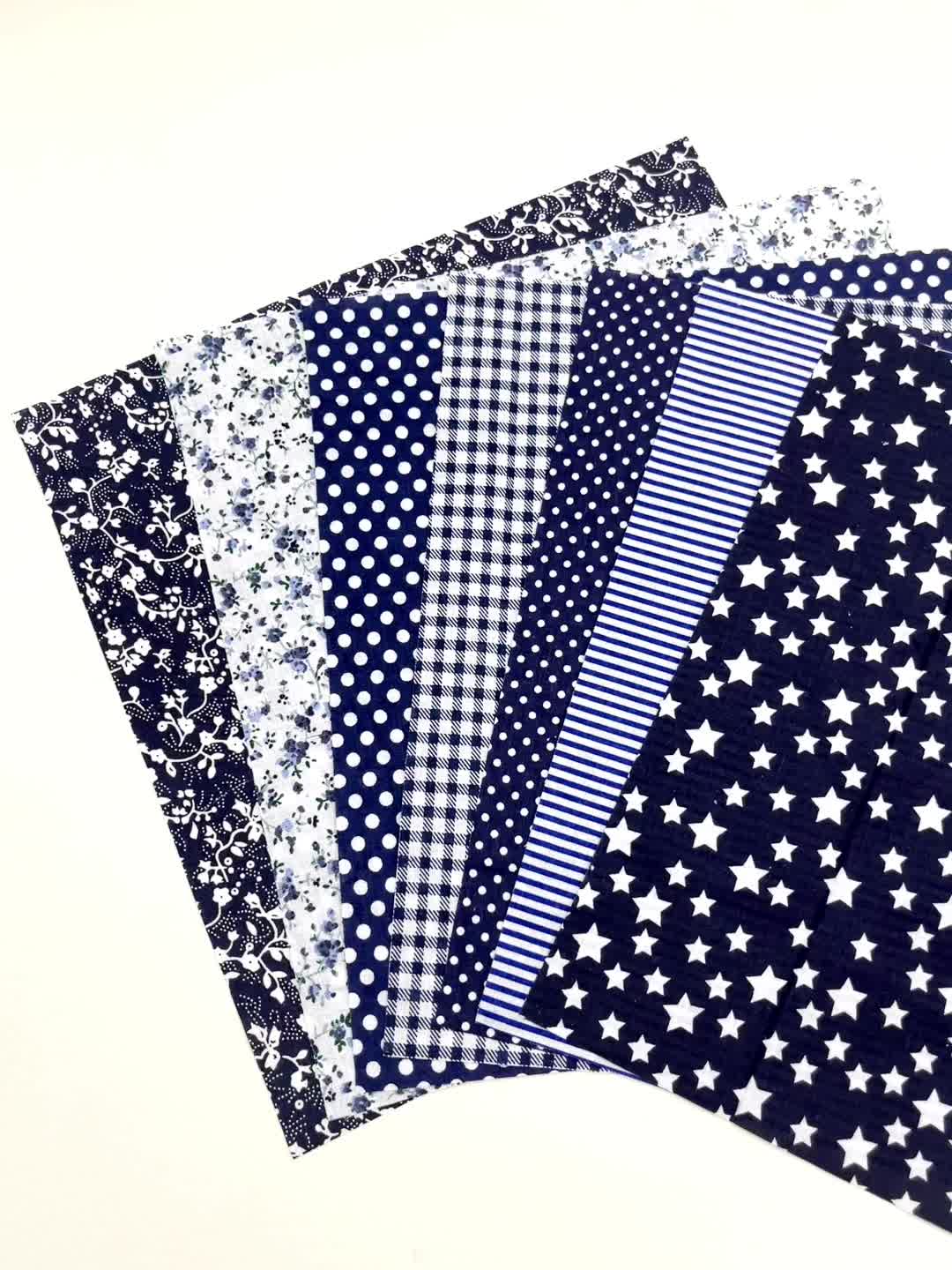7pcs Navy Cotton Fabric Printed Patchwork Fabric for DIY Sewing