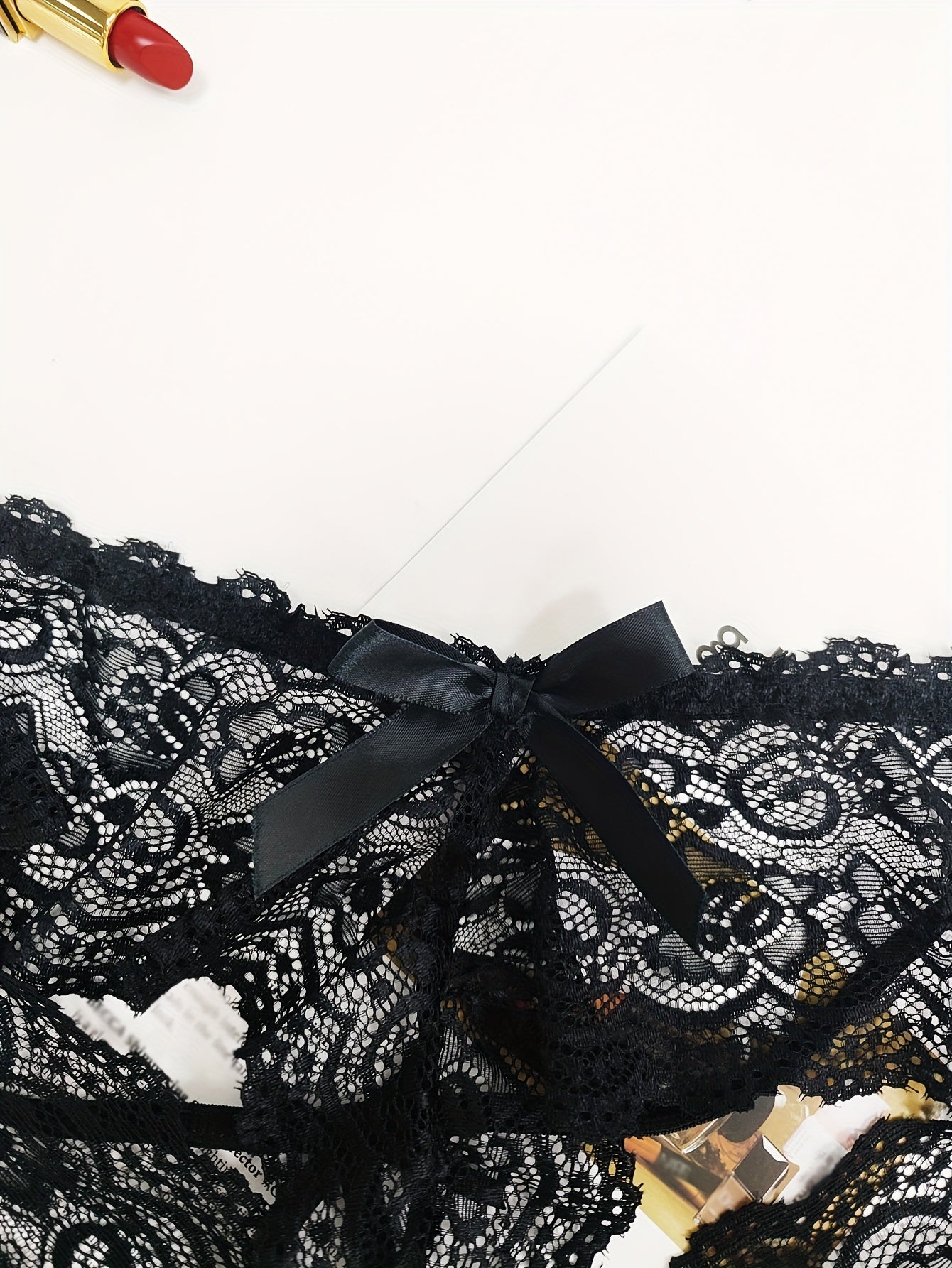 2 Pack Plus Size Lace Briefs Set, Cut Out Bow Front Panties