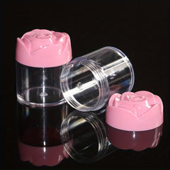 5pcs 20g Plastic Cosmetic Cream Containers With Rose Caps Makeup Sample