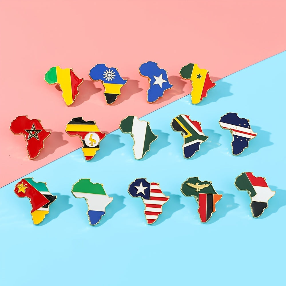 African Map Enamel Brooch