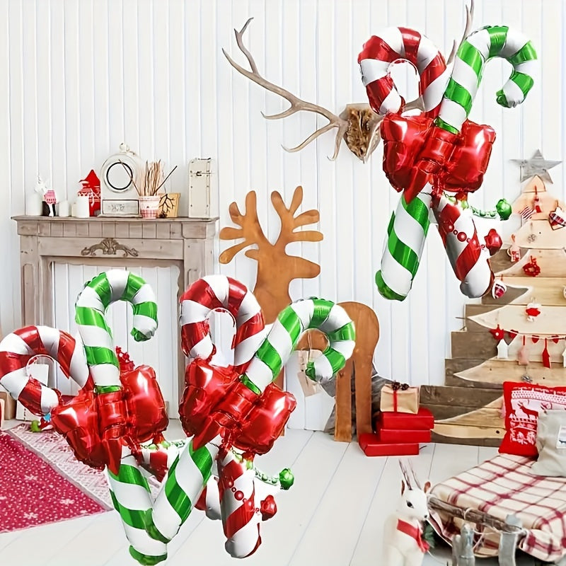 3pcs Christmas Bow Cane Balloons Decoration for Christmas Theme Party