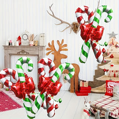 3pcs Christmas Bow Cane Balloons Decoration for Christmas Theme Party