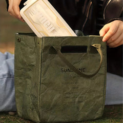 Waterproof Army Green Lunch Box Bag Insulated for Students and Office Workers