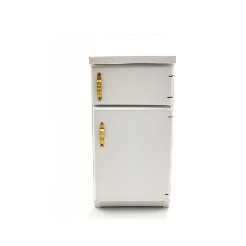 1:12 Scale Vintage Dollhouse Fridge Double Doors Wood Construction