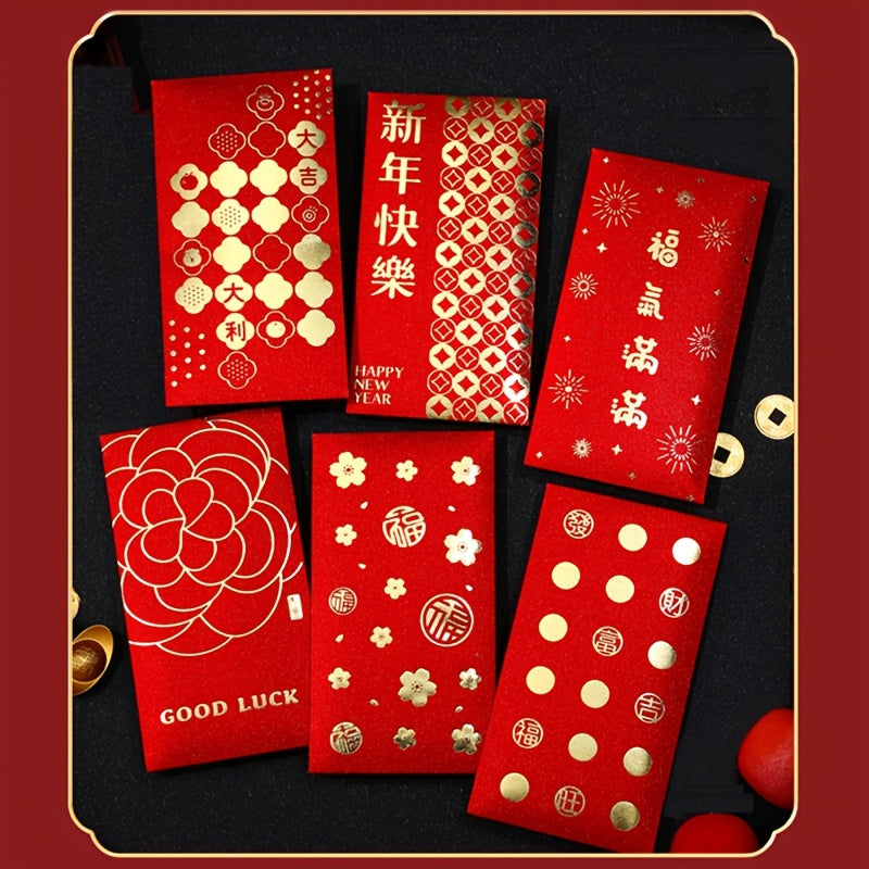 6pcs Year Of The Dragon Red Packet Lucky Money Envelopes