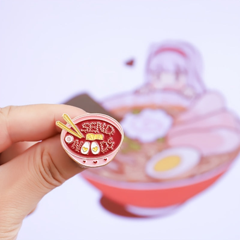 One Bowl Egg Soup Noodle Brooch Accessory
