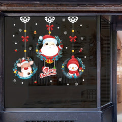 Christmas Window & Door Decorations Santa Claus Elk Snowman Art Decor