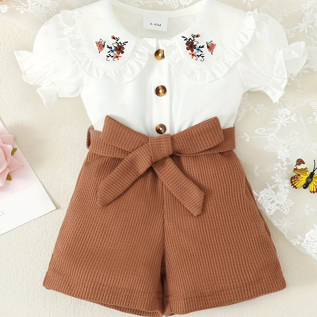 Baby Girls Flowers Puff Sleeves Romper Cute Summer Clothes