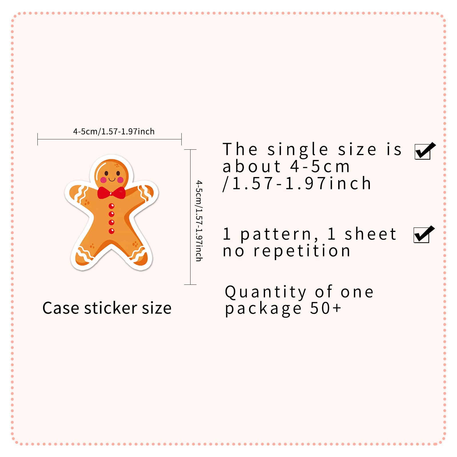 50pcs Gingerbread Christmas Stickers for DIY Crafts