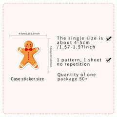 50pcs Gingerbread Christmas Stickers for DIY Crafts