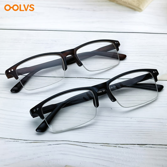 OOLVS Half Frame Anti Light Presbyopic Glasses Men Women