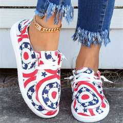 Women's Flag Pattern Flat Sneakers Slip On Low Top Walking Shoes
