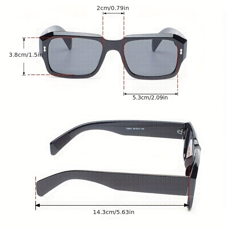 Square Frame Sunglasses Minimalist Rivet Decor UV400