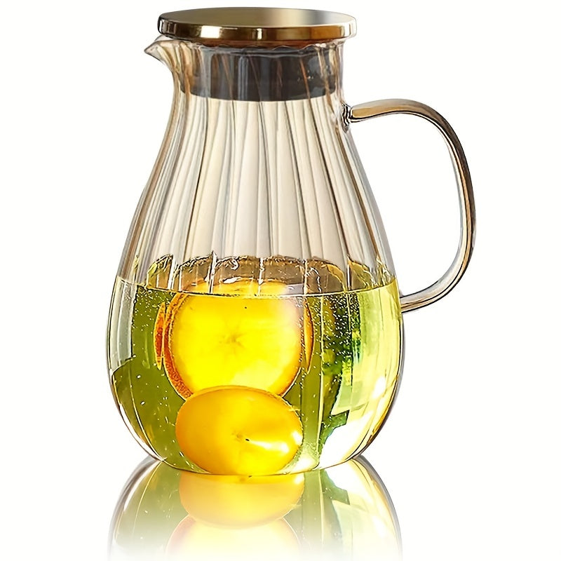 1.8L Glass Pitcher With Lid Heavy Duty Water Carafe Hot Cold Beverges