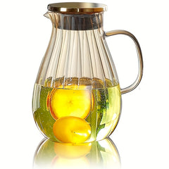 1.8L Glass Pitcher With Lid Heavy Duty Water Carafe Hot Cold Beverges