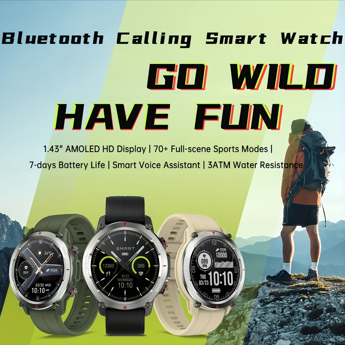 Round Smart Watch Silicone Band Full Touch Screen Wireless Calling Waterproof