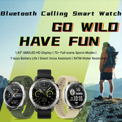 Round Smart Watch Silicone Band Full Touch Screen Wireless Calling Waterproof