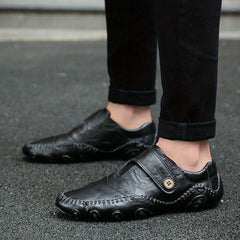 Men's Casual Walking Shoes Button Closure Lace Up Stitch Detail