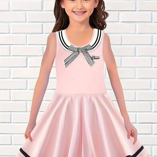 Girls Preppy Style Sleeveless Dress for Summer