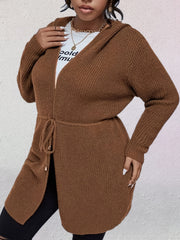  Drawstring Hoodie Cardigan