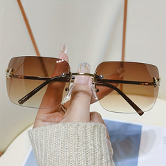 Y2K Butterfly Rimless Sunglasses Gradient UV400 Sun Shades for Women