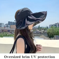 Candy Ponytail Visor Hat Wide Brim Beach Cap Shell Summer UV Protection